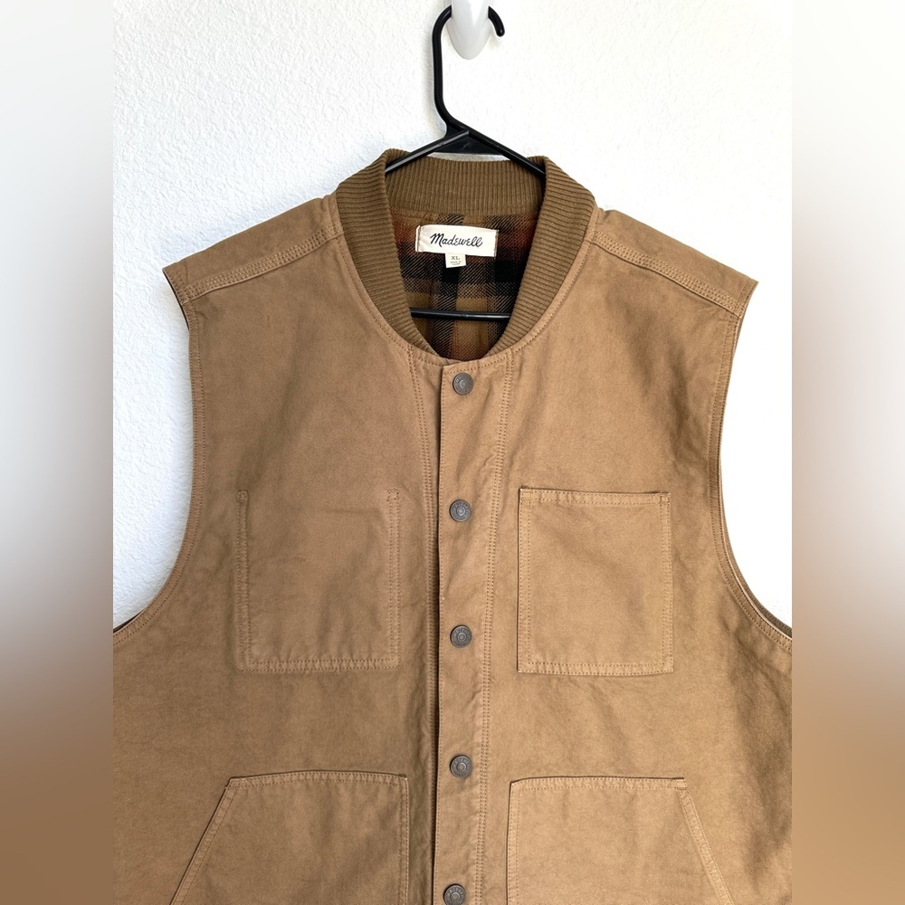 Madewell Flannel-Lined Canvas Workwear Vest size XL NWOT - Picture 4 of 10